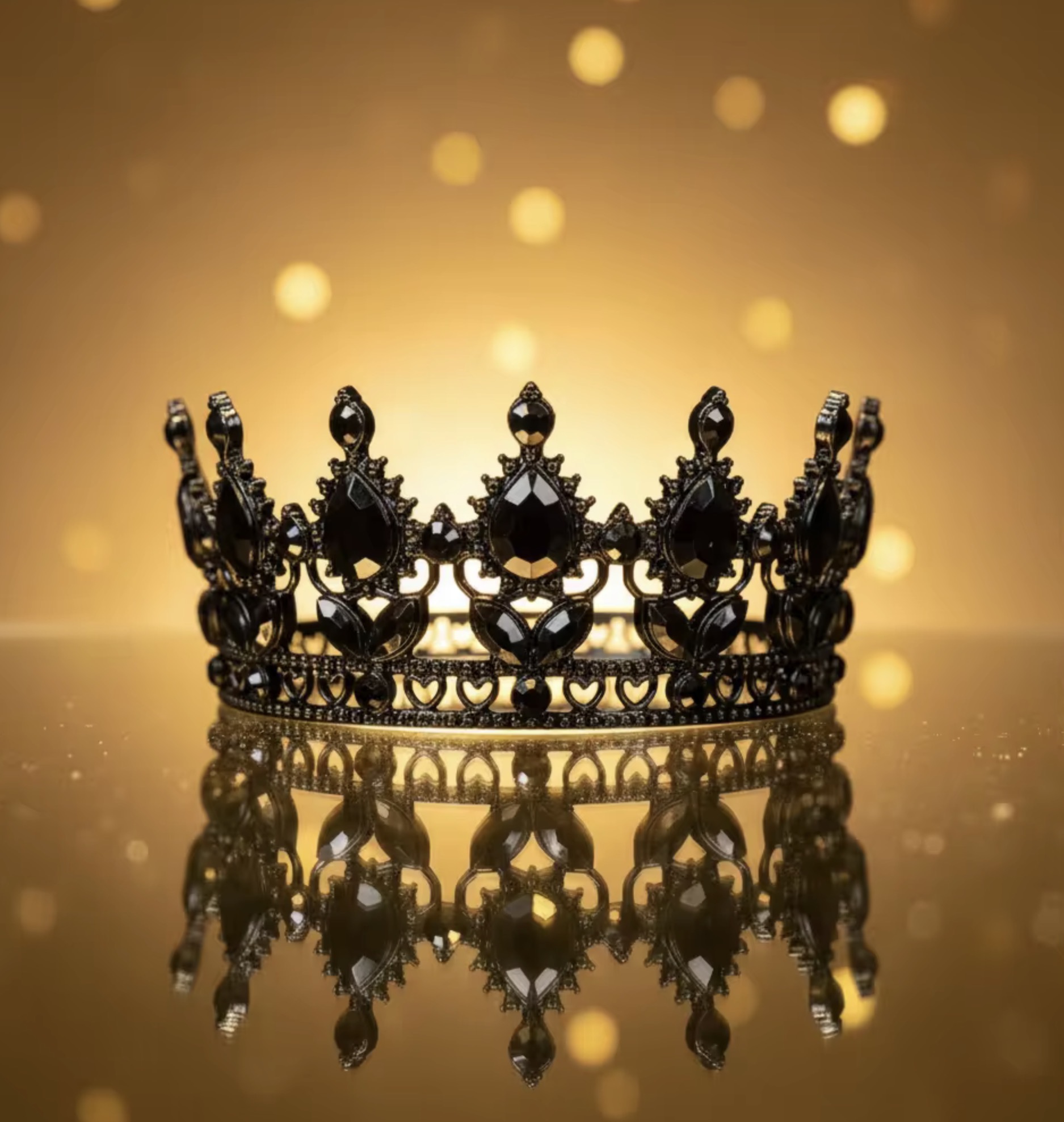 Medium Jeweled Crown in Black