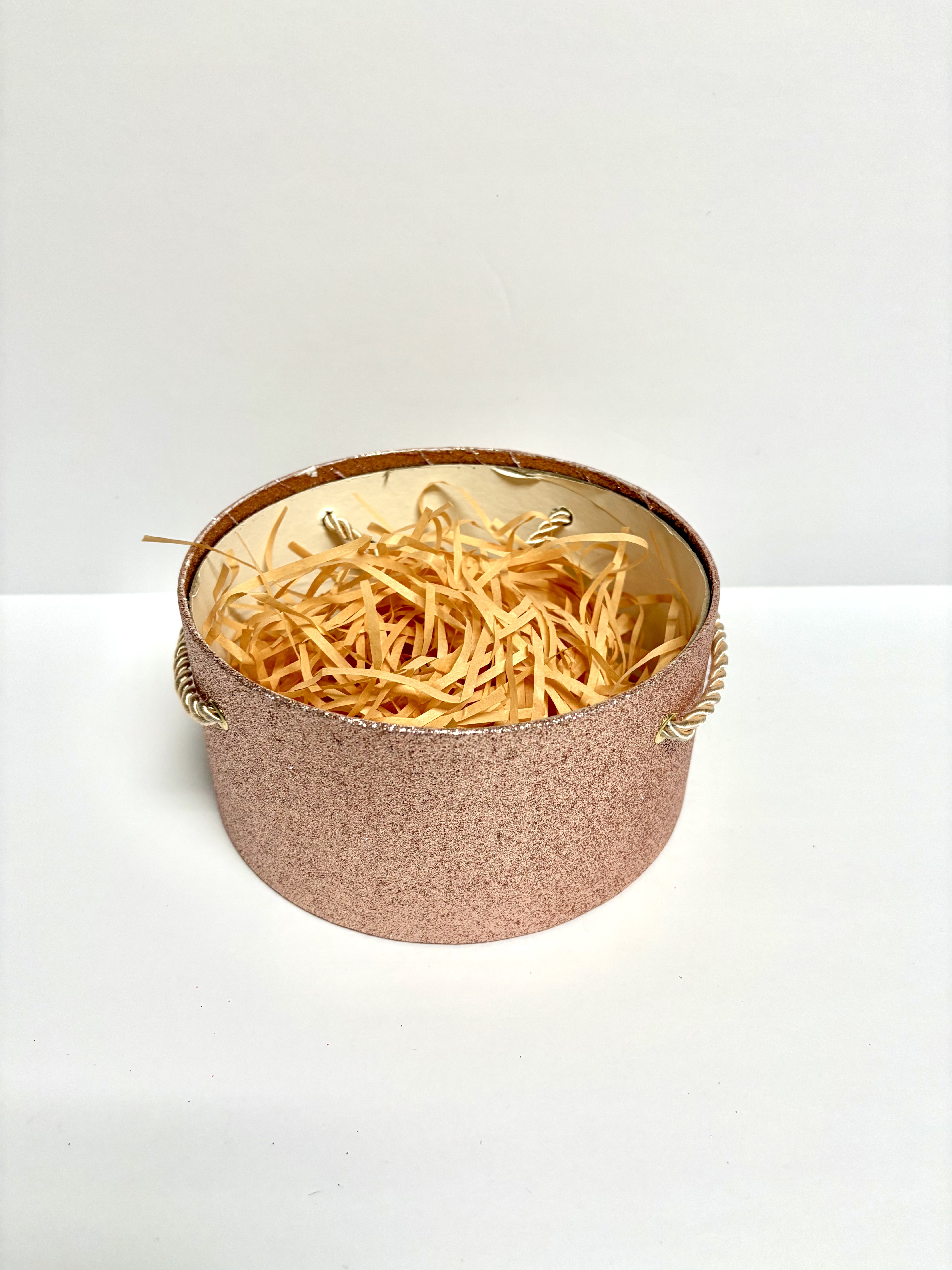 Round Rose Gold Glitter Box