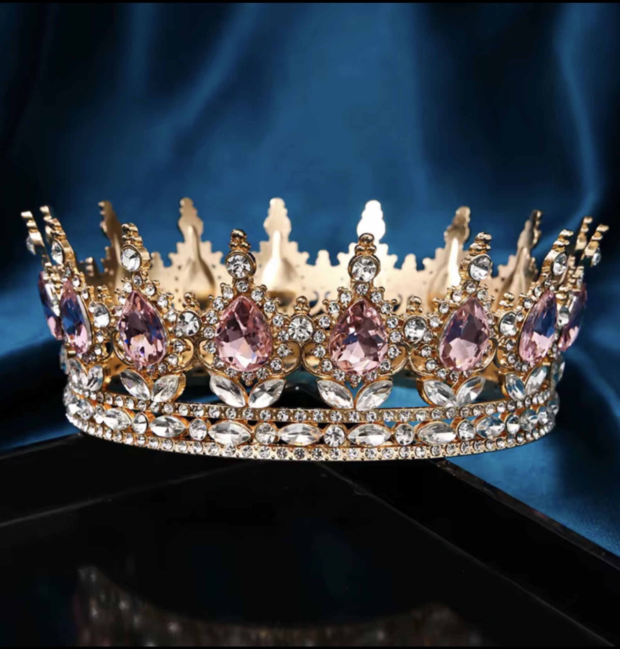 Large Jeweled Crown in Gold+Pink