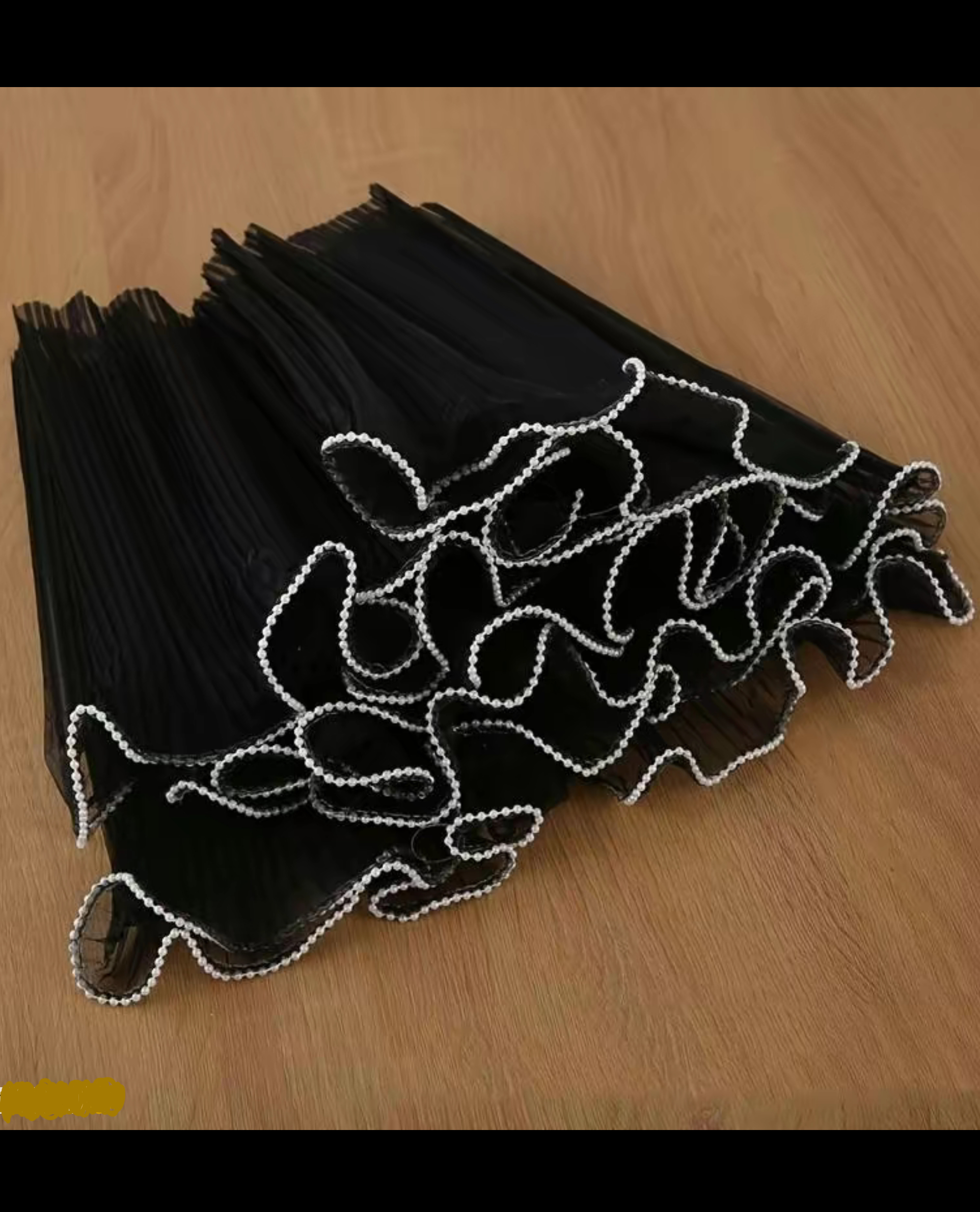 Black Mesh with Pearls