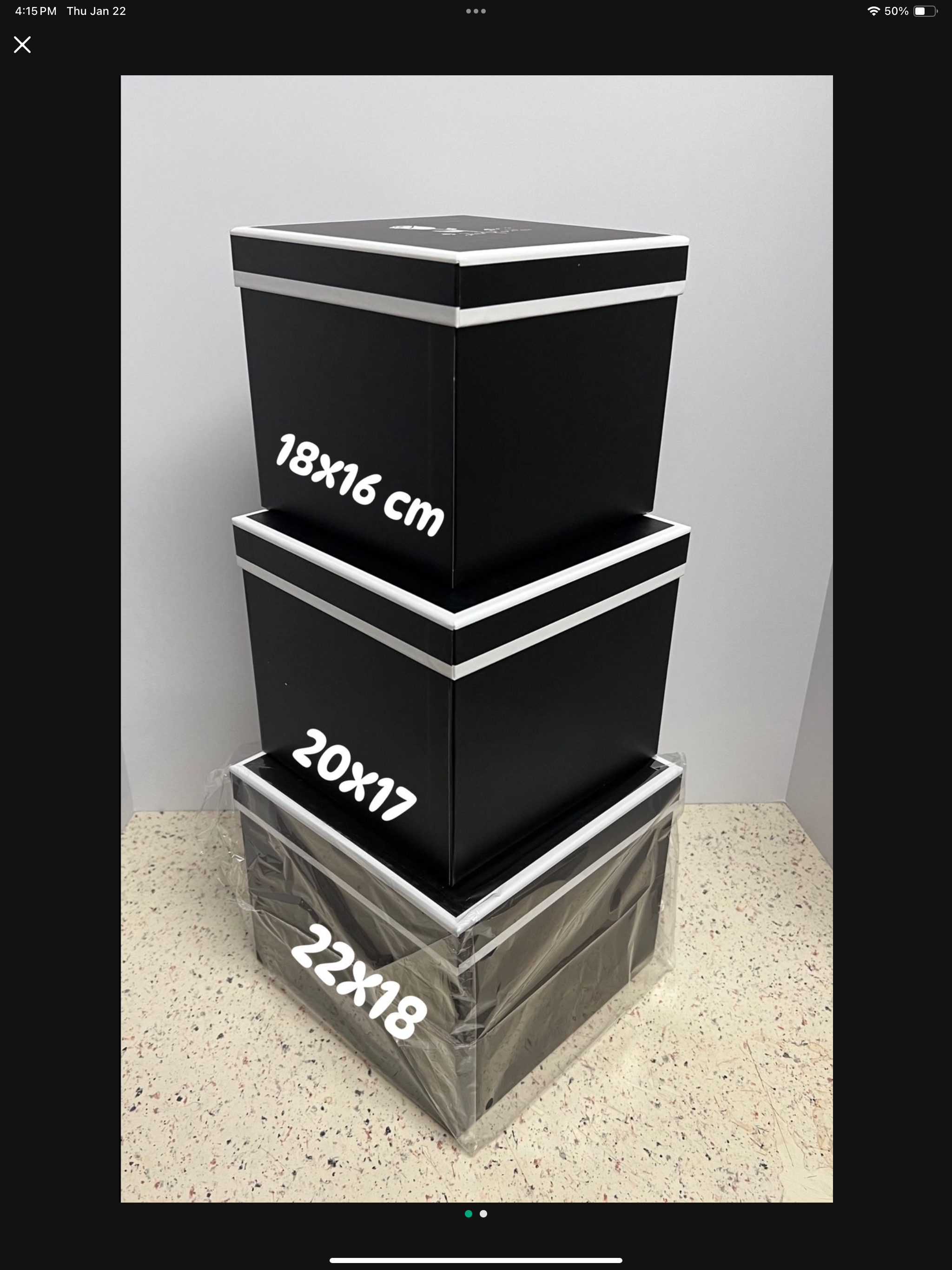 Square Box set of 3 Solid Black & White boxes