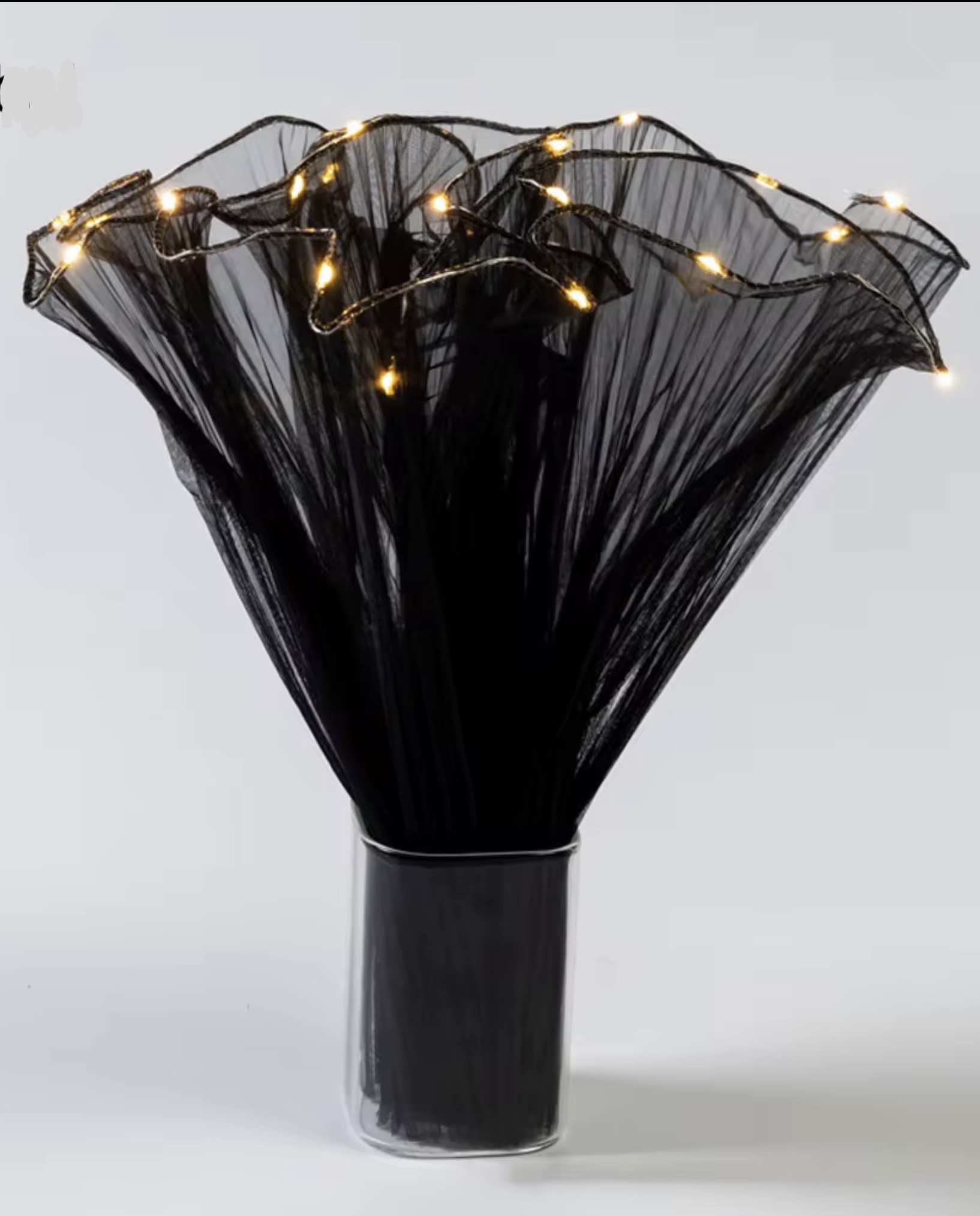 Flower Mesh in Black with Lights