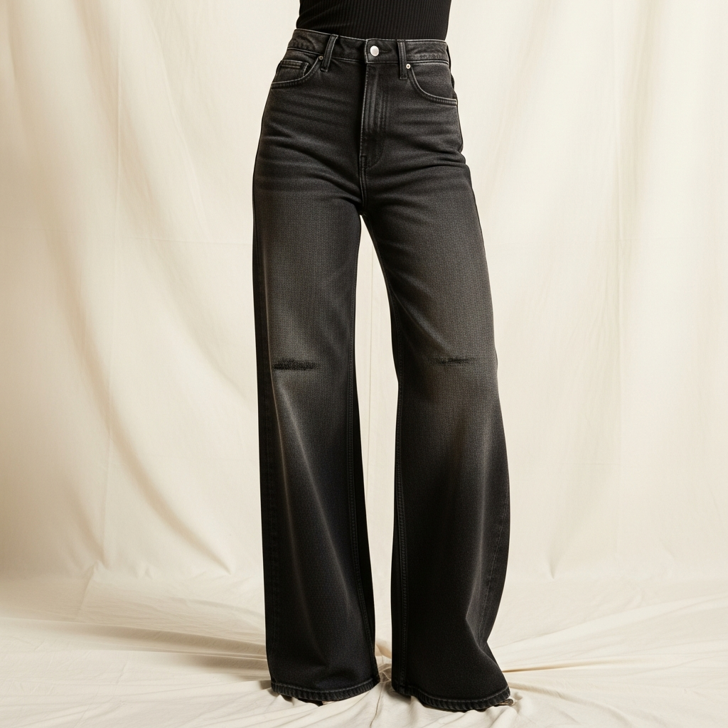 Faded Black Wide Jean