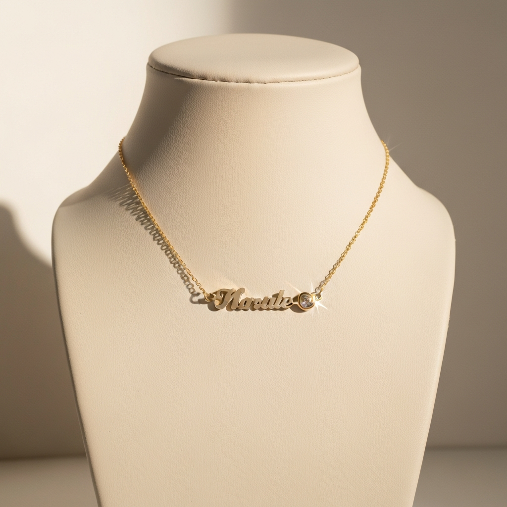 Birthstone Nameplate Necklace