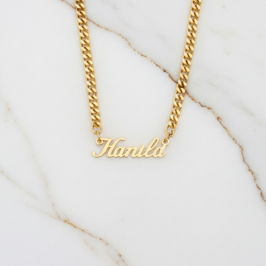 Gold Nameplate — Bold Script