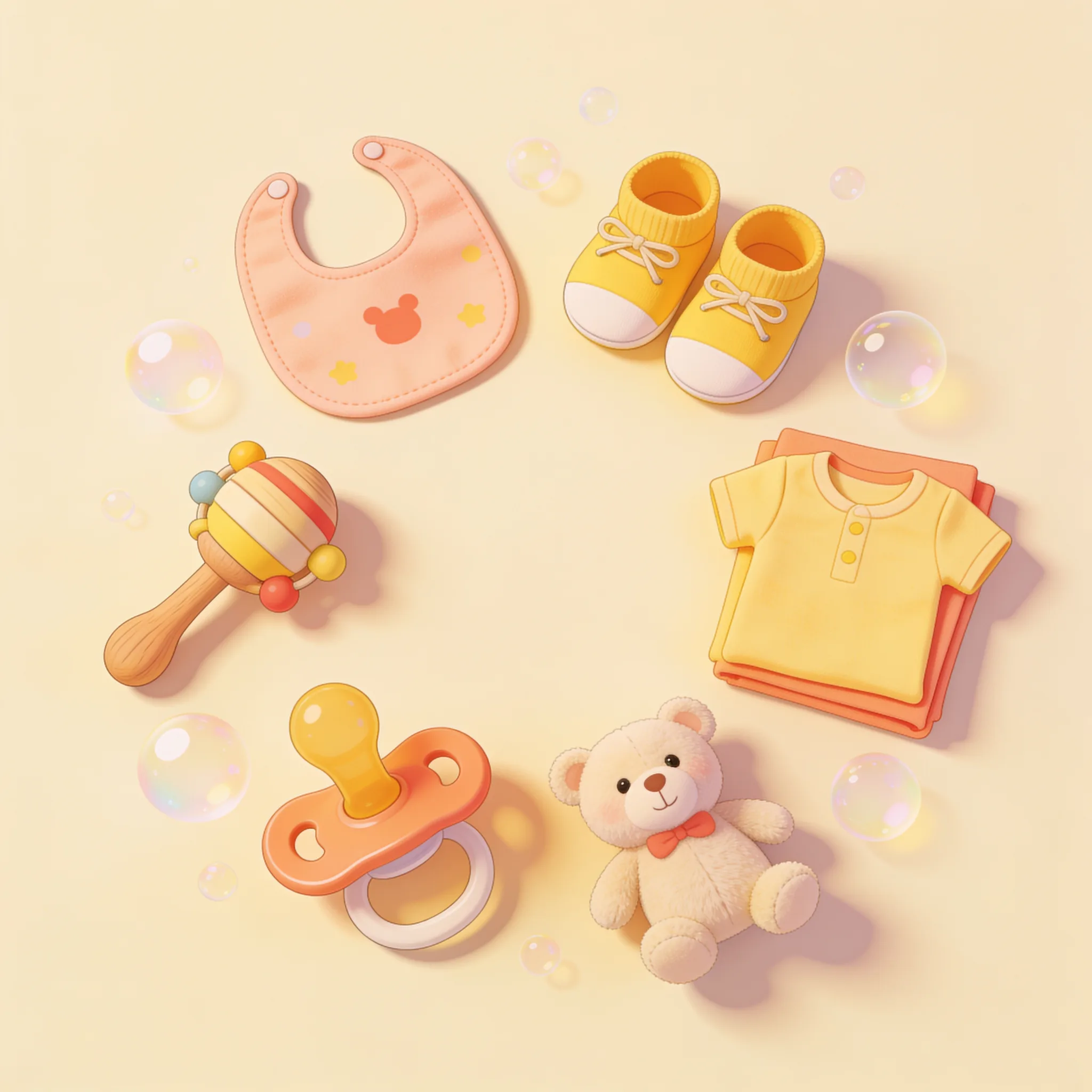 Cute baby accessories flat-lay